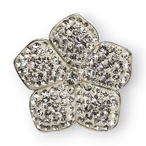 Sterling Plumeria Flower Ring Cocktail Pave White CZ Massive 925 Silver Size 7